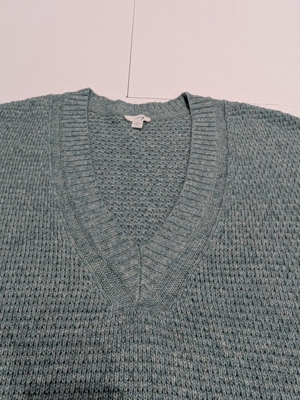 J Jill Women's Sweater Vest Petite XL Blue Spruce V Neck Knit Sleeveless - Picture 6 of 11
